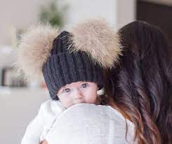 Real Fur Baby Pom Pom Hat Baby Beanie Infant Winter Hats Etsy