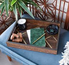 It also helps with a picnic to carry multiple items outside at the same time. Buy Decorative Coffee Table Tray Wood With Gold Herringbone Design 16 5 X 12 For Ottoman Serving Tray Home Decor Online In Vietnam B08d5d5spn