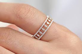 Reserved For Mtm 14k Gold Double Row Micro Pave Diamond Ring Etsy Round Diamonds Wedding Band Pave Diamond Ring Diamond Wedding Bands