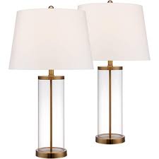 Many people decorate their side table with endearing photo frames and little mementos. 360 Lighting Coastal Table Lamp Glass Cylinder Gold Fillable White Drum Shade For Living Room Family Bedroom Bedside Nightstand Target