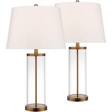 This lamp is the perfect side table lamp that gives off soft room lighting to enlighten your bedroom, living room, den, nursery, meditation room, or office. 360 Lighting Coastal Table Lamp Glass Cylinder Gold Fillable White Drum Shade For Living Room Family Bedroom Bedside Nightstand Target