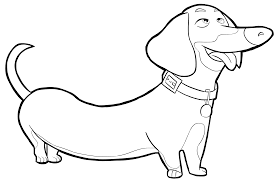 Little children walking with a small puppy cheerful small kids and a funny and merry grey pup going together for a walk, black and white outlined vector cartoon illustration for a coloring book page puppy dog coloring pages. Dachshund Coloring Pages Best Coloring Pages For Kids