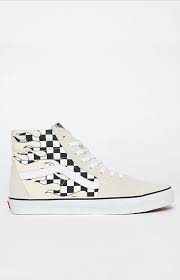 Black And White Checkered High Top Vans Vans Checker Flame Sk8 Hi Shoes Vans Checkered Checkered High Top Vans Vans