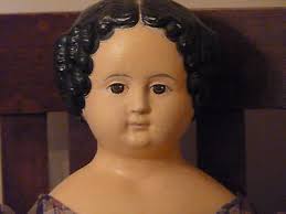 1875 ANTIQUE LUDWIG GREINER DOLL PAPIER MACHE HEAD CLOTH BODY NICE ORIGINAL 