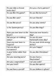 If you are a moderator please see our troubleshooting guide. Question Game Cards No Yes Esl Worksheet By Sari1982