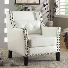 Easy roll castors allow you to easily move around your work space. White Accent Chair W Nailhead Trim By Coaster Furniture Furniturepick