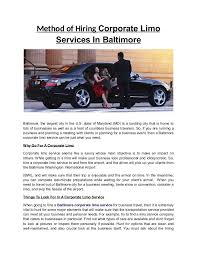There Are A Few Reputable And Reliable Baltimore Corporate Limo Services That Hire Only The Professional And Experienced Limo Transportation Services Corporate