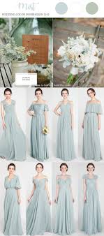 Mist Wedding Color Inspiration Ides With Bridesmaid Dresses 2019 Wedding Weddinginsp Mist Bridesmaid Dress Spring Bridesmaid Dresses Colored Wedding Dresses