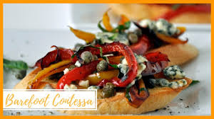 Pour some sauce around meat and serve remaining on the. Barefoot Contessa Bruschetta W Sweet Peppers And Gorgonzola Ina Garten Youtube