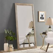 Highland Dunes Lindberg Rustic Full Length Mirror Wayfair Rustic Floor Mirrors Rustic Flooring Floor Mirror Vidaxl solid oak wood freestanding mirror standing hall makeup vanity decor.