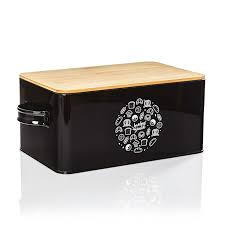 Click here to go to. Gistad Brotbox Brotkasten Vorratsbox 2 In 1 Mit Schneidebrett Metallblech Bambusdeckel 44 X 16 X 21 Cm Bxhxt Rechteckig Retro Look Mit Aufdruck