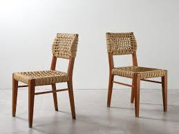 Why not consider an upholstered beech dining chair, with fabric that matches. Pair Of Beech And Woven Rope Dining Chairs By Adrien Audoux And Frida Minet 1950s At 1stdibs