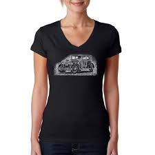 Thousands of designs • get 10 tees for $55. La Pop Art Women S Mob Car V Neck Graphic T Shirt Overstock 10473112