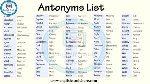 Antonyms List English Vocabulary Words English Opposite Words Opposite Words