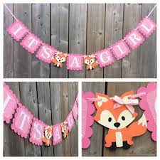 It S A Girl Fox Banner Fox Shower Banner Fox Themed Banner Fox Themed Baby Shower Pink Fox Banner Fox Baby Shower Decorations Baby Shower Woodland Theme