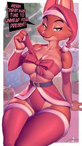 296783 - suggestive, artist:pakwan008, diane foxington (the bad guys),  canine, fox, mammal, red fox, anthro, dreamworks animation, the bad guys,  2023, bedroom eyes, border, breasts, christmas, cleavage, clothes,  dialogue, eyebrow piercing, female,