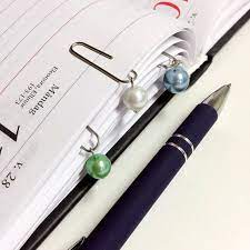 Fancy Paper Clips Diary Decoration Pearl Bookmark Faux Pearl Charm Dangle Planner Clip Wedding Planner Gift Day Designer Planner Accessory Day Designer Planner Planner Clips Diary Decoration