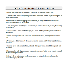 Boston, ma objective of position: Office Driver Job Description Duties And Responsibilities Clr