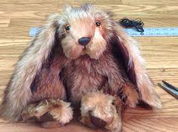 Repurposed Fur Coat Red Fox Made Into A Bunny Fur Teddy Bear Vintage Fur