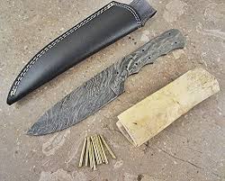 Custom damascus knives for sale 24hourcampfire. Coldland Knives Damascus Knife Kit Custom Handmade Damascus Steel Full Tang Blank Blade With Brass Pins Leather Sheath Camel Bone Scales For Knife Making Supplies Sk39 B Buy Online In Guatemala At Guatemala Desertcart Com