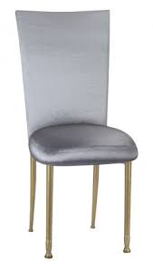 Charcoal Taffeta Chair Cover And Boxed Cushion On Gold Legs Chairs Rentals Chairs Sales By Chameleon Chair Collectio Chairs For Sale Chair Restaurant Chairs