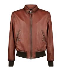 Tom Ford Slim Fit Leather Bomber Jacket In Brown Modesens Leather Bomber Jacket Bomber Jacket Leather Bomber