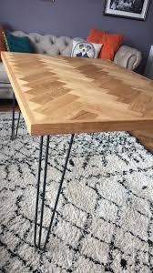 Oak Parquet Herringbone Industrial Retro Dining Table With Hair Pin Legs Ebay Retro Dining Table Diy Dining Table Dining Table Legs