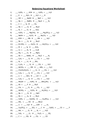 The large numbers in front of some of the formulas are called coefficients Chemistry Balancing Chemical Equations Worksheet Answer Key Balancing Equations Worksheet Answer Key