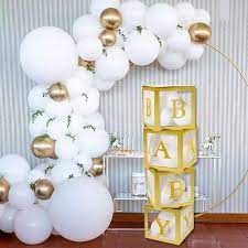 Gold Large Baby Box Baby Blocks Decorations With Balloon Garland Kit For Baby Shower Wedding Birthday Party Backdrop Supplies Ballons Accessories Aliexpress