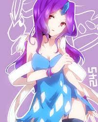 takeshima eku, suicune, creatures (company), game freak, nintendo, pokemon,  highres, 1girl, bare shoulders, black thighhighs, breasts, cleavage, dress,  forehead jewel, garter straps, gen 2 pokemon, head tilt, legendary pokemon,  long hair, looking