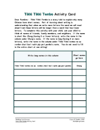 Some of the coloring page names are tampa bay lightning logo coloring online. Tikki Tikki Tembo Activity Card Worksheet Activity Cards Writing Picture Books Lesson Planet