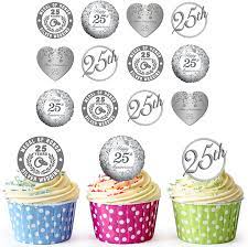 Start by overlapping all letters. Precut Circles 25th Wedding Anniversary Cupcake Toppers Amazon De Kuche Haushalt
