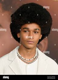 Jaden Michael, a cast member in "Colin in Black and White," poses at the  premiere of the Netflix dramatic limited series, Thursday, Oct. 28, 2021,  at The Academy Museum of Motion Pictures