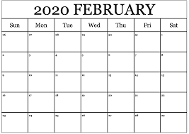 Printable February Calendar For 2020 Waterproof Paper 12 Month Printable Calendar February Calendar Printable Calendar Printable Calendar 2020