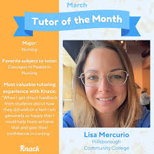 March's Tutor of the Month is Lisa Mercurio! Thank you, Lisa, for all of  your hard work and dedication. Your peers and the entire Knack Pack really  appreciate everything you do 🏆