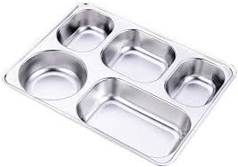 Compare prices on popular products in kitchen & dining. Buy Aiyoo Set Of 2 Stainless Steel Rectangular Divided Dinner Tray 5 Sections Dinner Plates For Adults 304 Stainless Steel Metal Plate For Campers And Portion Control Online In Indonesia B07lgrzh4c