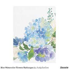Blue Watercolor Flowers Hydrangea Fleece Blanket Watercolor Hydrangea Floral Watercolor Flower Painting