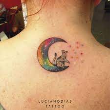 Cat With Galaxy Moon Tattoo Made By Me In Cardiff Wales Moon Tattoo Tattoos Galaxy