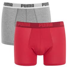Puma Mens 2 Pack Basic Boxers Red Grey
