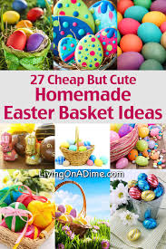The handprints form the petals of flowers, and the footprints go together to make a butterfly. 27 Cheap But Cute Homemade Easter Basket Ideas