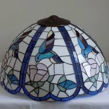 Stained glass lamp floral pattern southwestern design. Large Stained Glass Lamp Shade Hummingbirds Bird Floral Vintage Tiffany Style Stained Glass Lamps Glass Lamp Stained Glass Lamp Shades