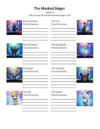 Our coloring pages are free and classified by theme, simply choose and print your drawing to color for hours!we have coloring pages for all ages, for all occasions and for all holidays. Free Printable The Masked Singer Season 2 Notes Guesses Balancing The Chaos