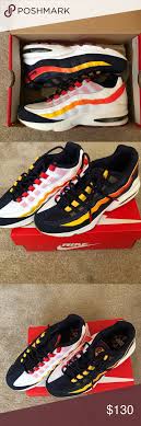 Air Max 95 Never Worn Air Max 95s Blue White Yellow Orange And Red With Pink And Yellow Soles Great For Back To School K Air Max 95 Kids Air Max 95 Air Max