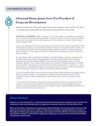 Inframark - Water & Infrastructure Services - Welcome To The Inframark -  Water & Infrastructure Services Team, James Irwin, As Our New Vice  President Of Corporate Development. With A Wealth Of Experience,
