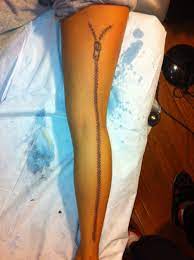 Style Spotting Karrueche S Leg Tattoo In Legging Form Zipper Tattoo Leg Tattoos Tattoos