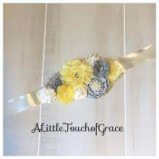 Gray Yellow And Ivory Maternity Sashsunshine Baby Shower Sash Etsy Baby Shower Sash Sunshine Baby Showers Gender Neutral Baby Shower