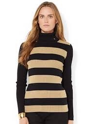 Black And Gold Sweater Women S Lauren Ralph Lauren Petite Metallic Striped Turtleneck Sweater Black Gold Striped Turtleneck Sweaters For Women Turtle Neck