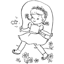 coloriage petite fille code a sauter fleurettes spring coloring pages sheets free kids cheval avec poulain