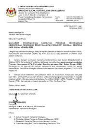 Penangguhan sambutan hari sukan negara 2020. Penangguhan Hari Sukan Negara 2020 Peringkat Sekolah
