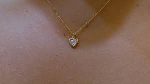 Diamond Heart Necklace 14k Gold Diamond Heart Necklace Gold Etsy In 2020 Gold Diamond Heart Necklace Heart Pendant Diamond Diamond Necklace Gift
